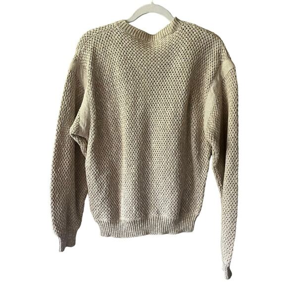 Umberto Ginocchietti Chunky Fisherman Knit Sweater Top Linen Coastal Beige Tan - Picture 2 of 10